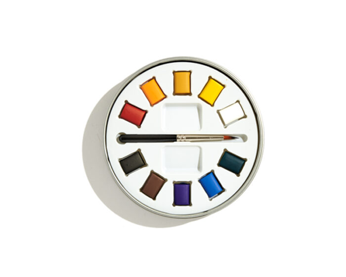 Caja metálica redonda de acuarelas - Imagen 2